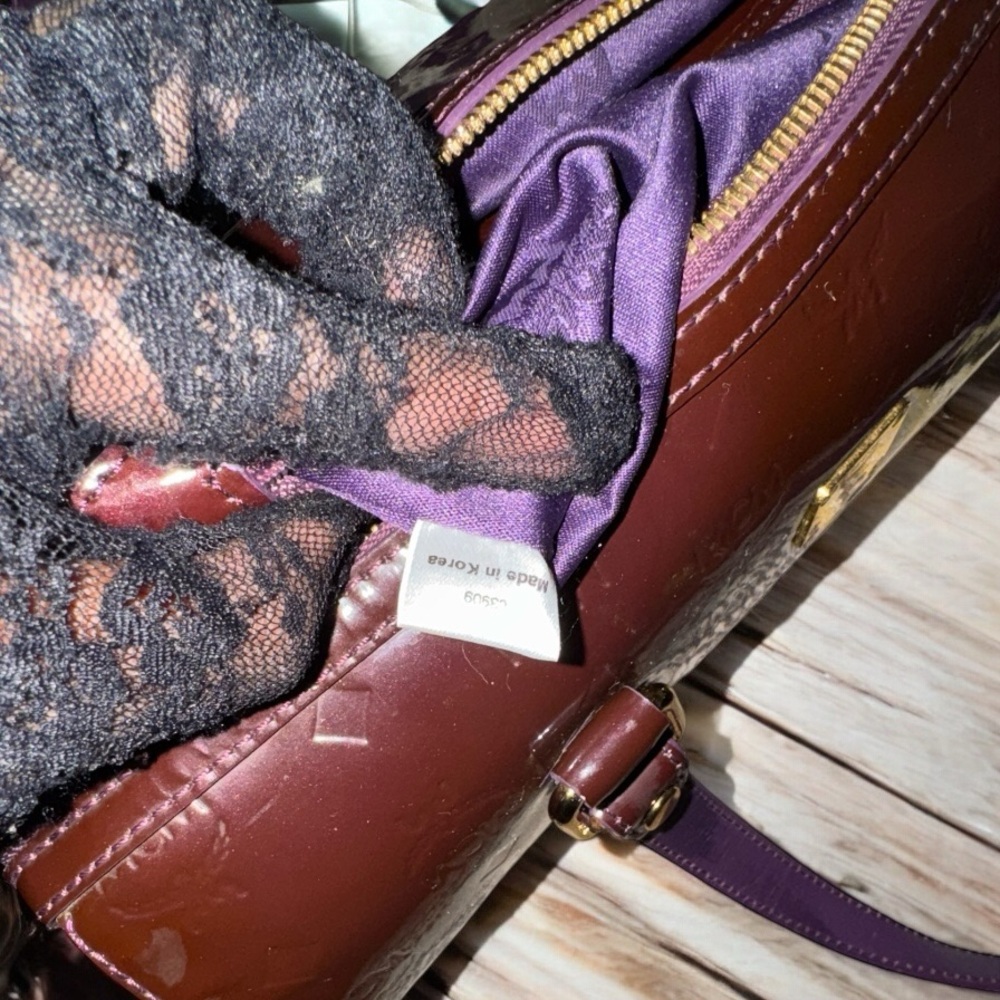 MCM Patent Monogram Essential Barrel Bag Bordeaux EUC - Picture 10 of 14